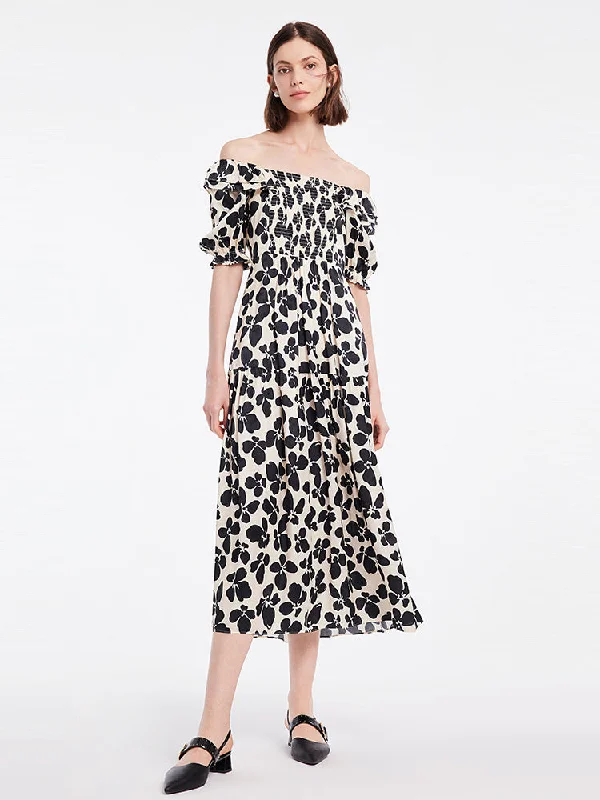 Off Shoulder Floral Maxi Dress