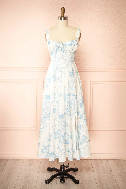 Zubeia | Floral Midi Dress w/ Corset Top