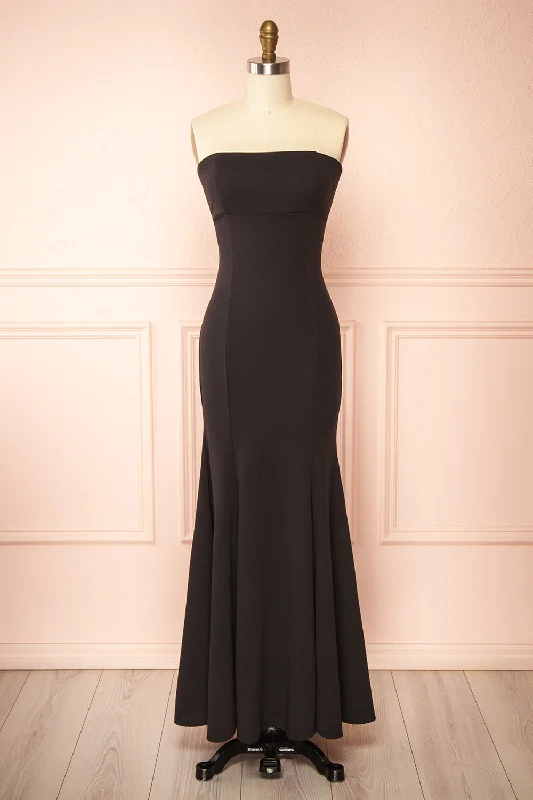 Aeji Black | Strapless Mermaid Dress w/ Corset Back