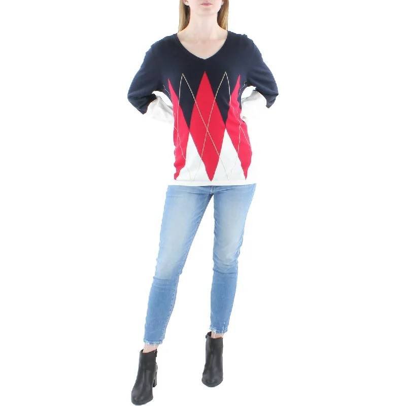 Womens Argyle Colorblocked Pullover Sweater Adidas sweaters