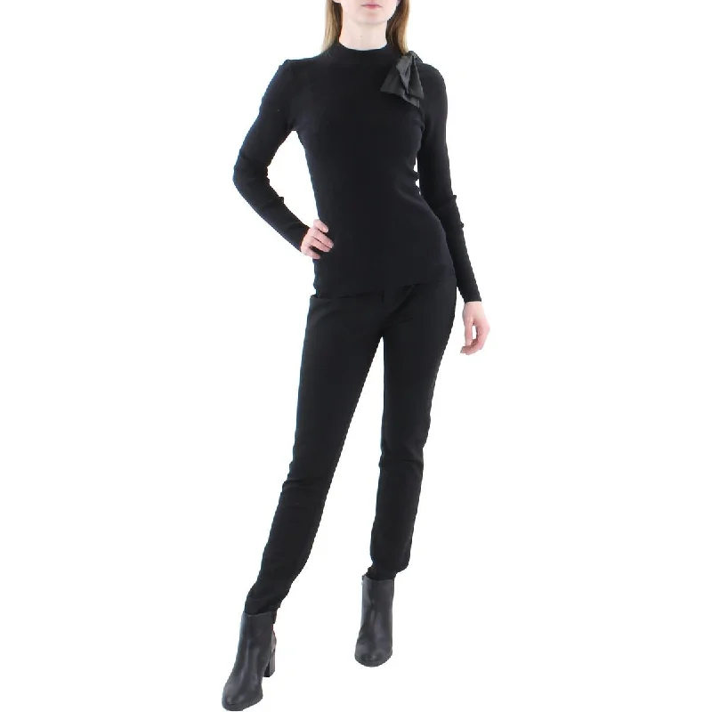 Womens Cashmere Blend Bow Pullover Sweater Anti-pilling sweaters