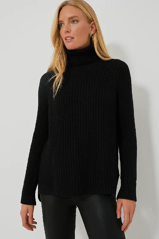 Black Shaker Turtleneck Sweater Cheap sweaters