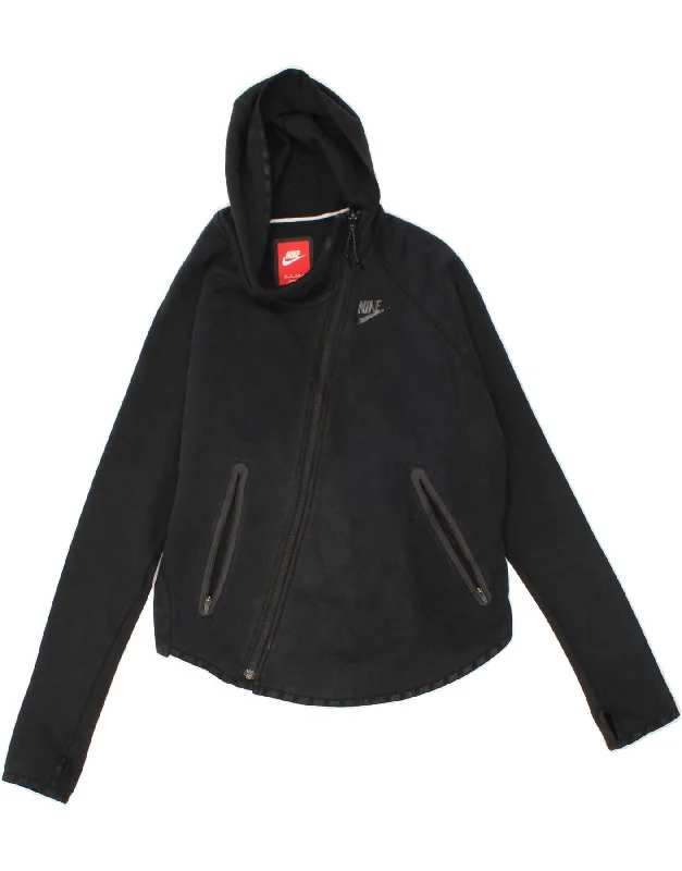 NIKE Womens Crop Zip Hoodie Sweater UK 6 XS Black Cotton Classic sweaters