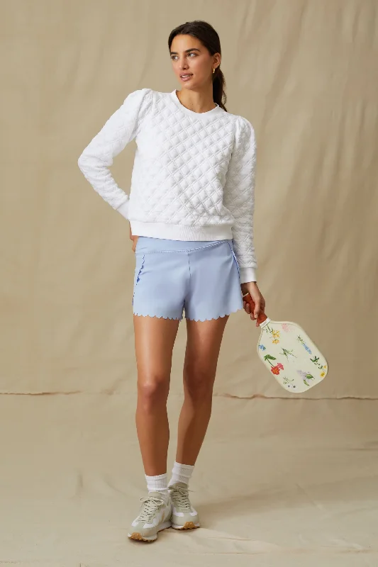White Puff Sleeve Campbell Pullover Stretchable sweaters