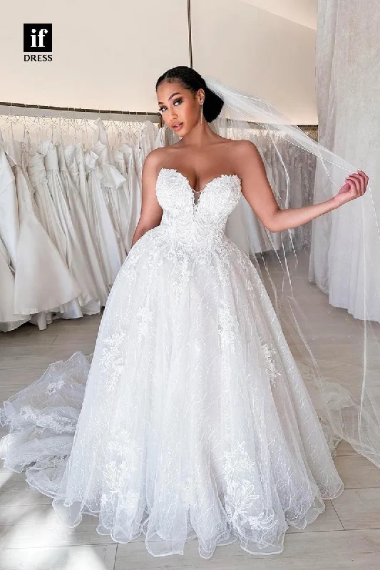 71053 - Attractive Off Shoulder A-Line Lace Appliques Boho Wedding Dress Modern Lace Gown