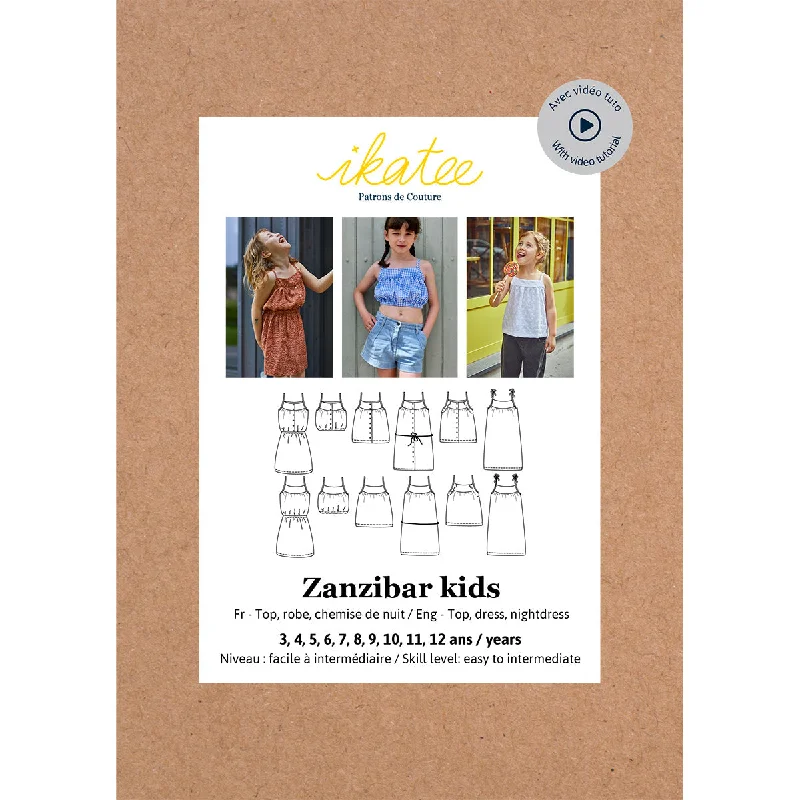 ZANZIBAR KIDS Top or Dress - Kid 3/12Y - Paper Sewing Pattern Outdoor floral dresses