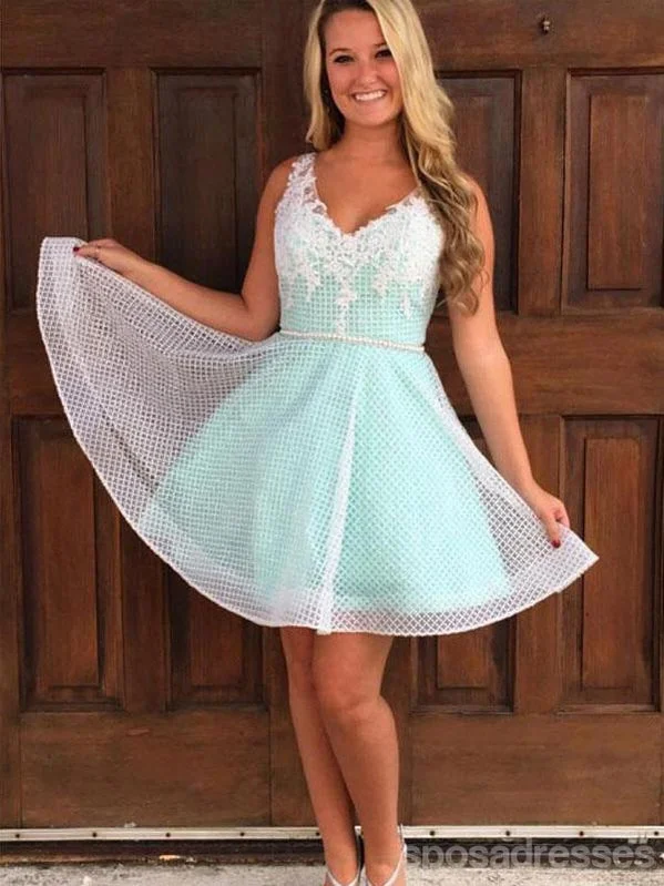 Cheap Simple Cute V Neck Mint Homecoming Dresses 2018, CM494 Budget-friendly unclassified dresses Cheap Simple Cute V Neck Mint Homecoming Dresses 2018, CM494 Budget-friendly unclassified dresses