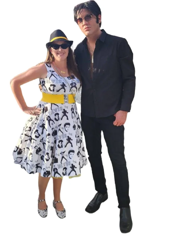 Elvis Knee Length Skater Dress With Pockets Chic unclassified dresses