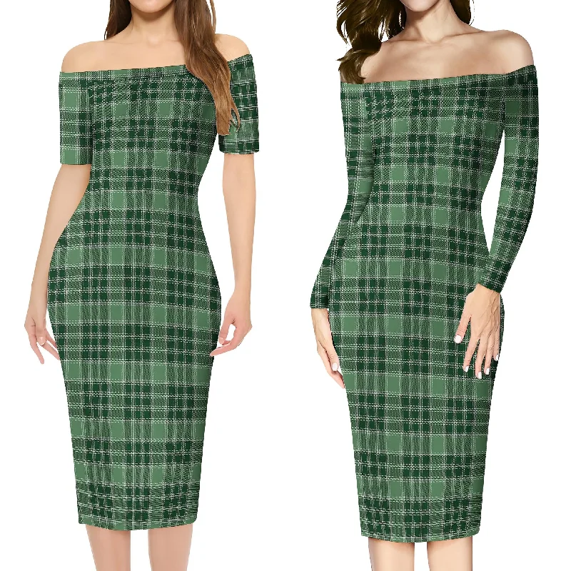 MacDonald Lord of the Isles Hunting Tartan Off Shoulder Lady Dress Color block unclassified dresses MacDonald Lord of the Isles Hunting Tartan Off Shoulder Lady Dress Color block unclassified dresses