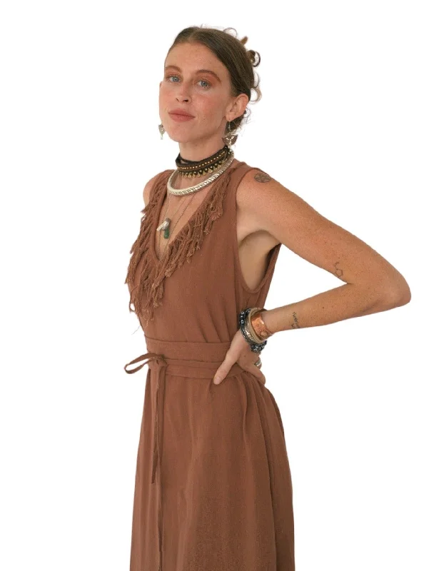 Organic Cotton Terracotta Fringe Dress Vintage unclassified dresses