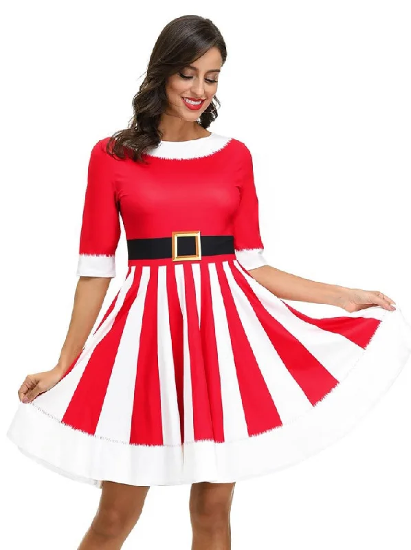 Red and White Striped Christmas Dress Beach unclassified dresses