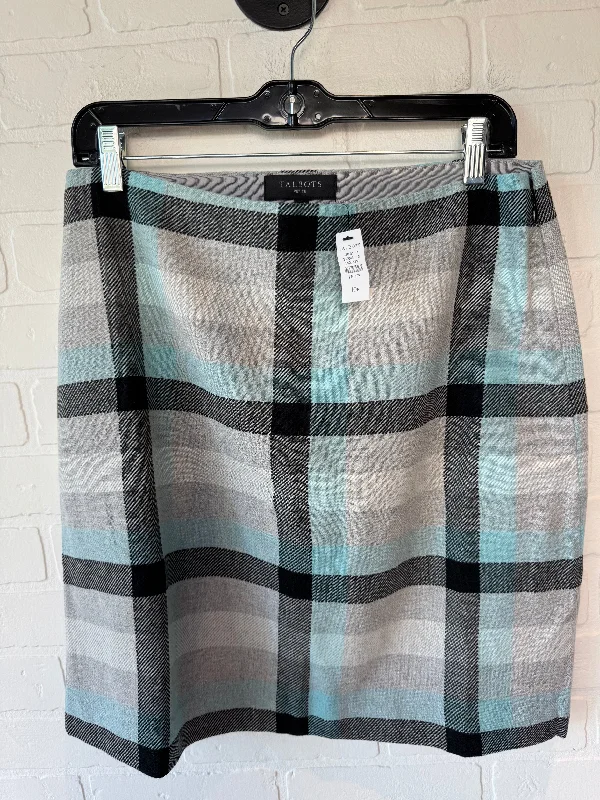 SKIRT MINI & SHORT TALBOTS in BLUE & GREY, Size: 10P High-Waisted Mini Skirt