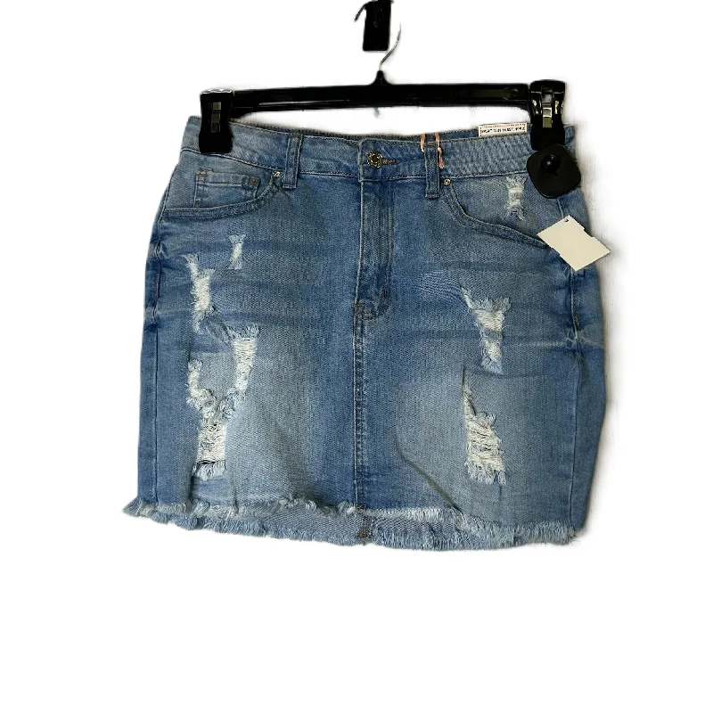 Skirt Mini & Short By Wax Jeans In Blue Denim, Size: M Stylish Pleated Skirt