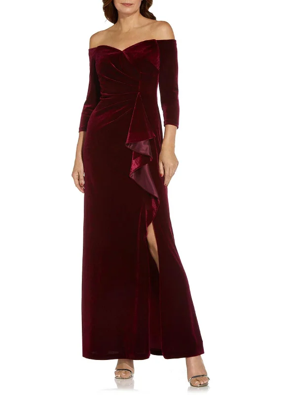 Womens Velvet Long Evening Dress Elegant Long Skirt