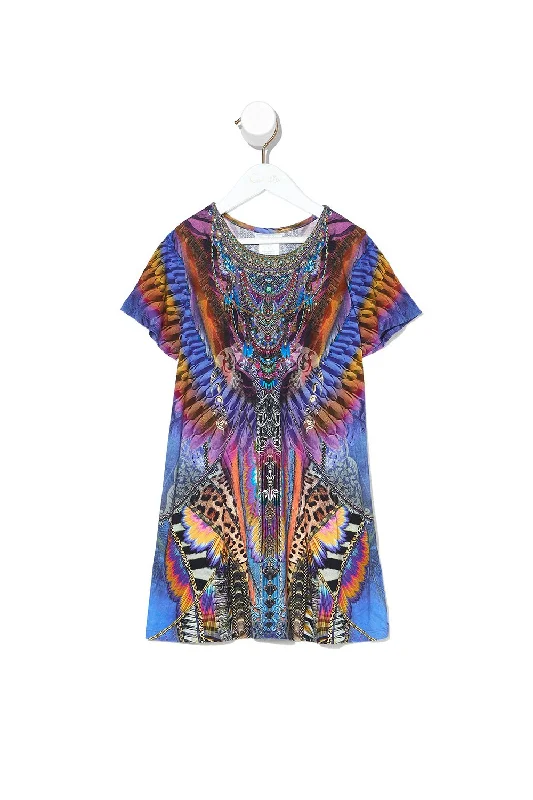 KIDS TSHIRT DRESS WITH FLARE HEM LOVE ON THE WING Sleeveless Shirt Dress